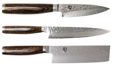 Set de 3 couteaux japonais Global Series forme vegan et planche